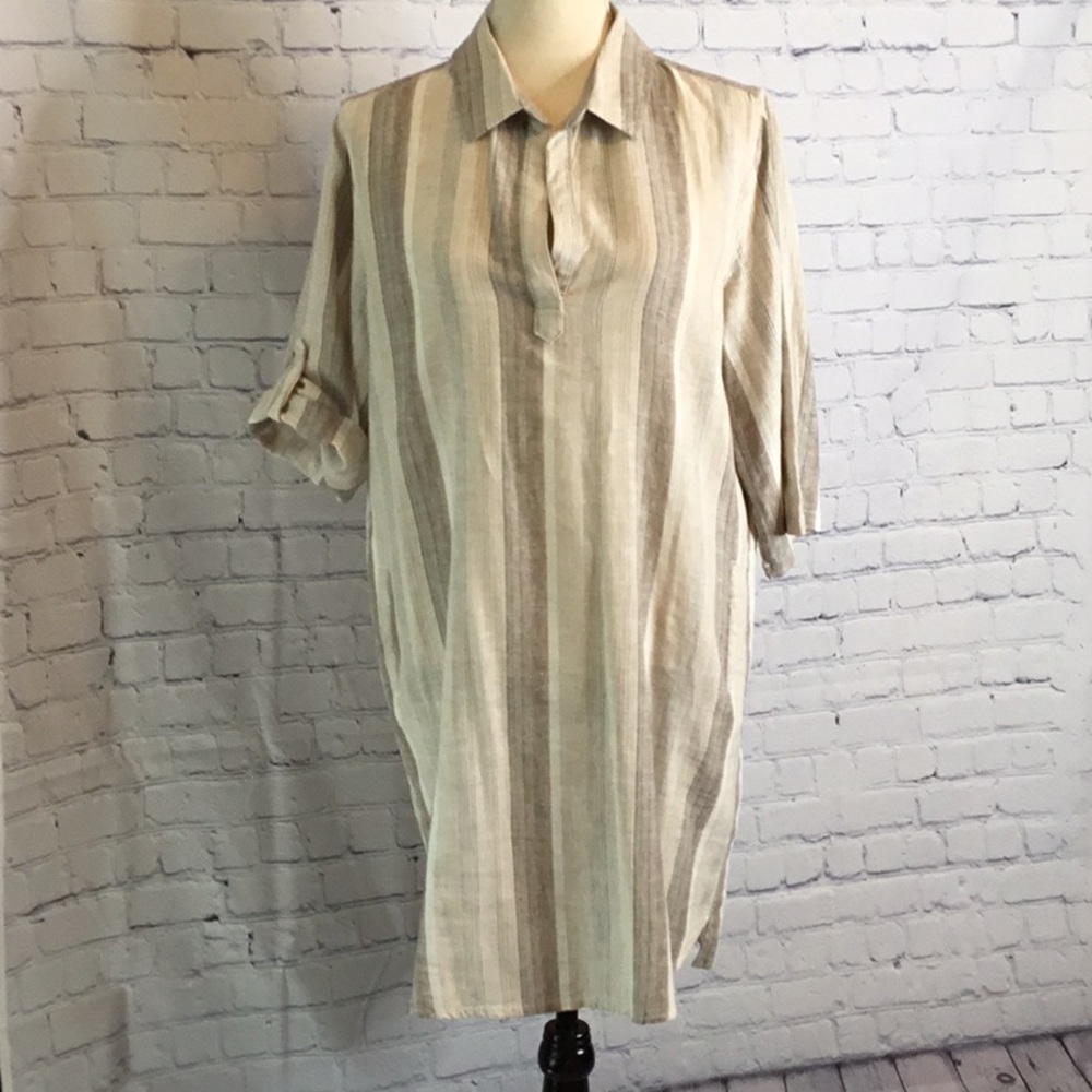 Natural Linen Shirtdress by Elan